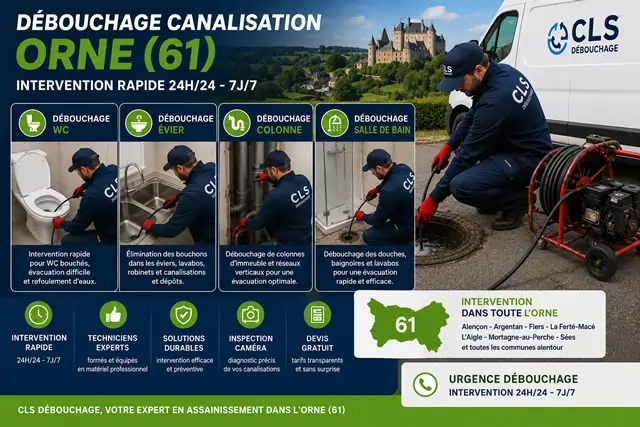 Débouchage canalisations à Boëcé (61560)